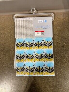 NWT Splash Viola PEVA Shower Curtain 180 cm x 183 cm Blue Yellow Black Pattern